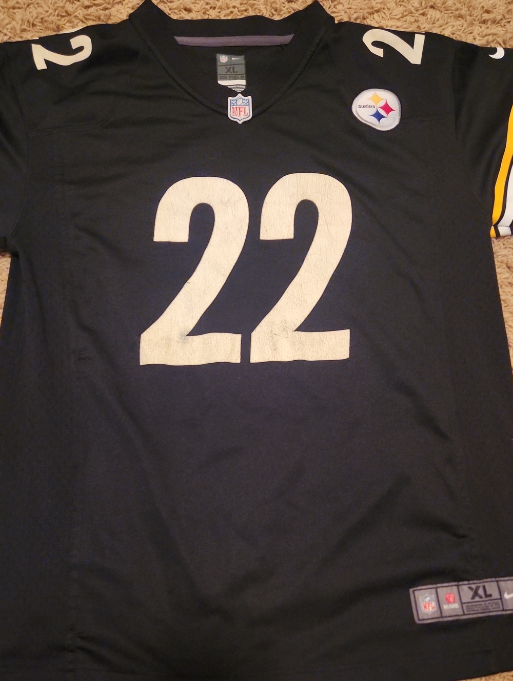NIKE NFL Pittsburgh Steelers #22 Harris Black On Field Football Jersey